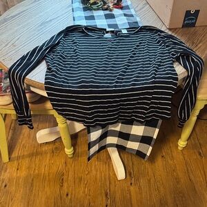 Black and White Striped Long Sleeve Top
